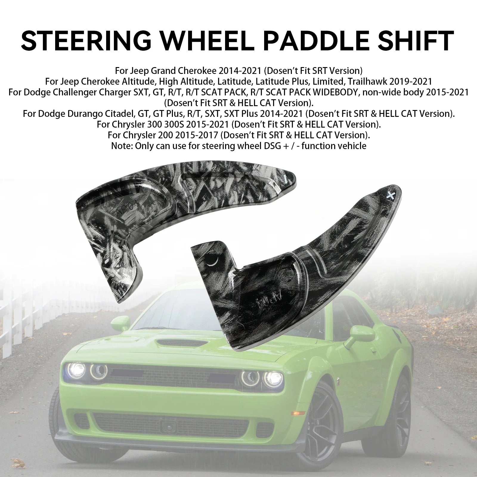 Steering Wheel Shift Paddle Extension Shifter Trim for Dodge Challenger, Charger