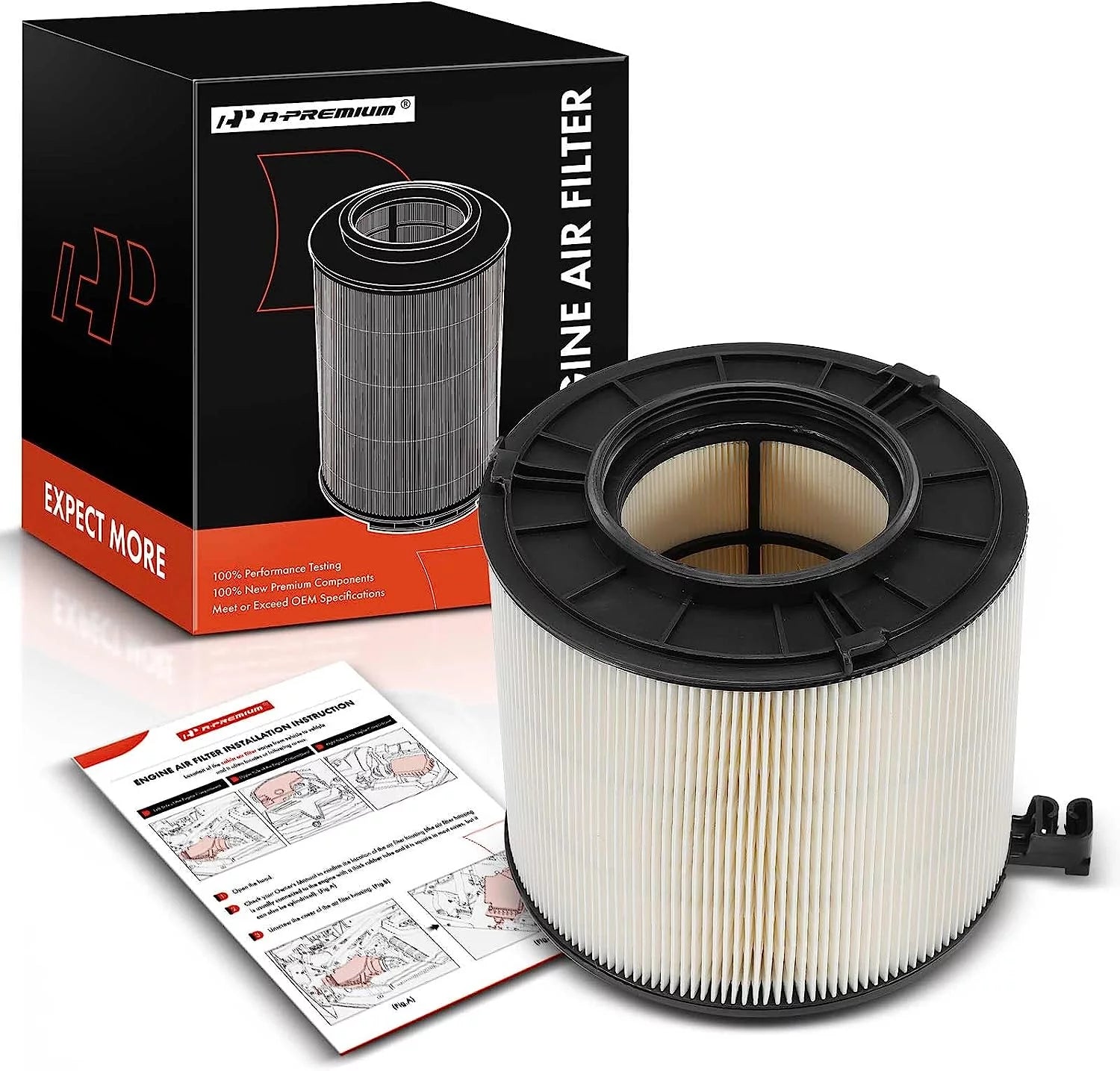 A-Premium Engine Air Filter Compatible with Audi A4, A5, Q5, RS5, S5, S6, S7, SQ5, A4 Quattro, A5 Quattro, 2015-2023, 2.0L 2.9L 3.0L, Replace# AF3630, 8W0133843C