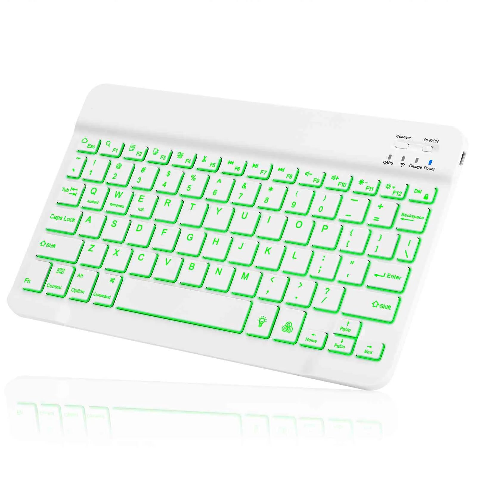UX030 Lightweight Ergonomic Keyboard with Background RGB Light, Multi Device slim Rechargeable Keyboard Bluetooth 5.1 and 2.4GHz Stable Connection Keyboard for MatePad T8