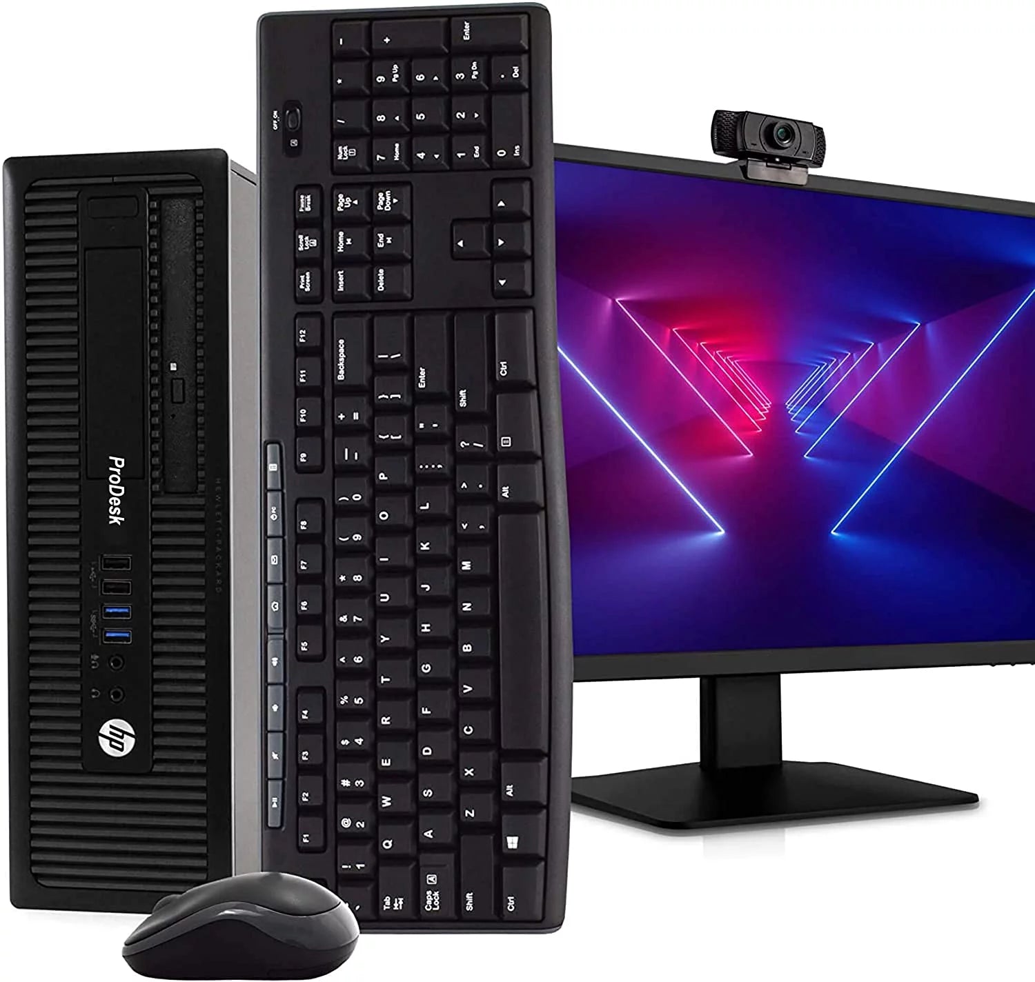Restored HP PC Desktop SFF Computer Intel Core i5 Processor 16GB RAM 1 TB SSD New 23.6 FHD LED Monitor New 1080p Webcam BTO Wireless KB & Mouse DVD Wifi Windows 10 Pro (Refurbished)