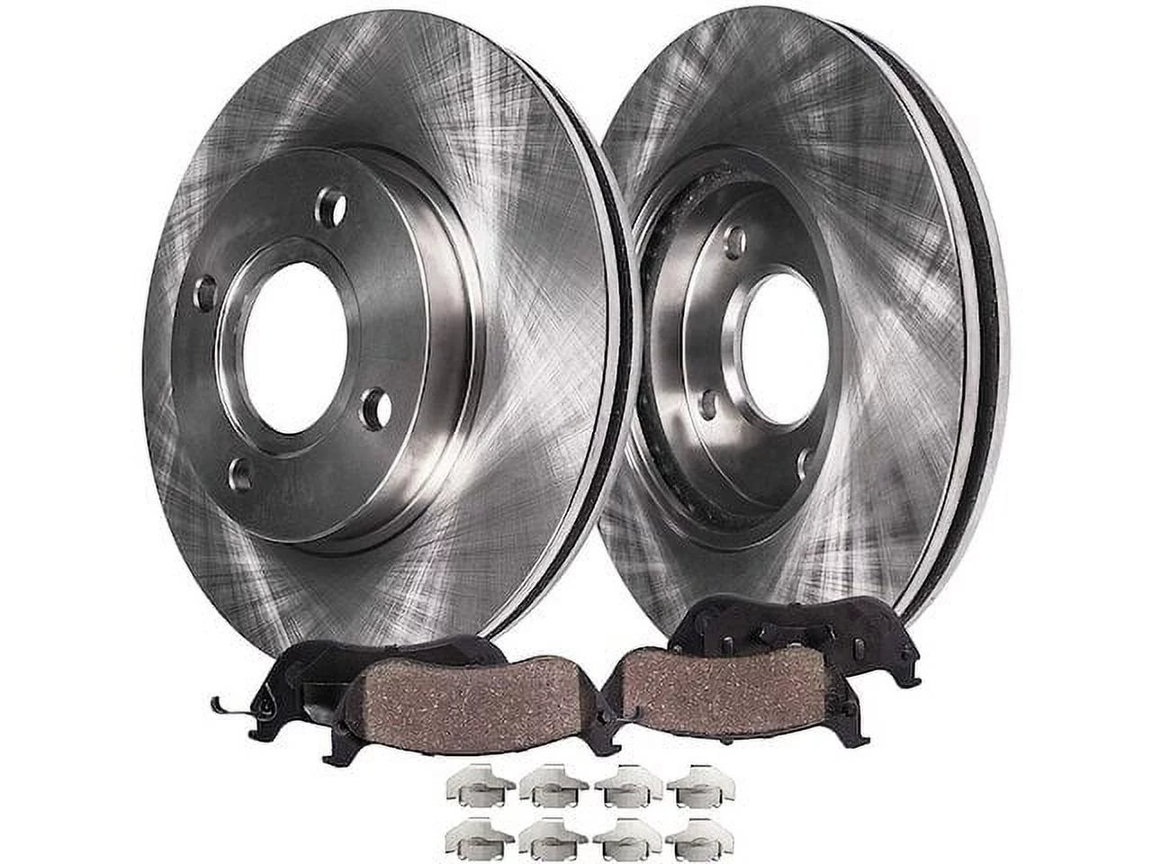 Front Ceramic Brake Pad and Rotor Kit - Compatible with 2008 - 2011 Ford Focus with Rear Drum Brakes 2009 2010
