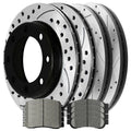AutoShack Front and Rear Drilled Slotted Brake Rotors Black and Ceramic Pads Kit Replacement for 2008 2009 2010 2011 Ford F-250 Super Duty F-350 Super Duty 5.4L 6.2L 6.4L 6.7L 6.8L V8 4WD