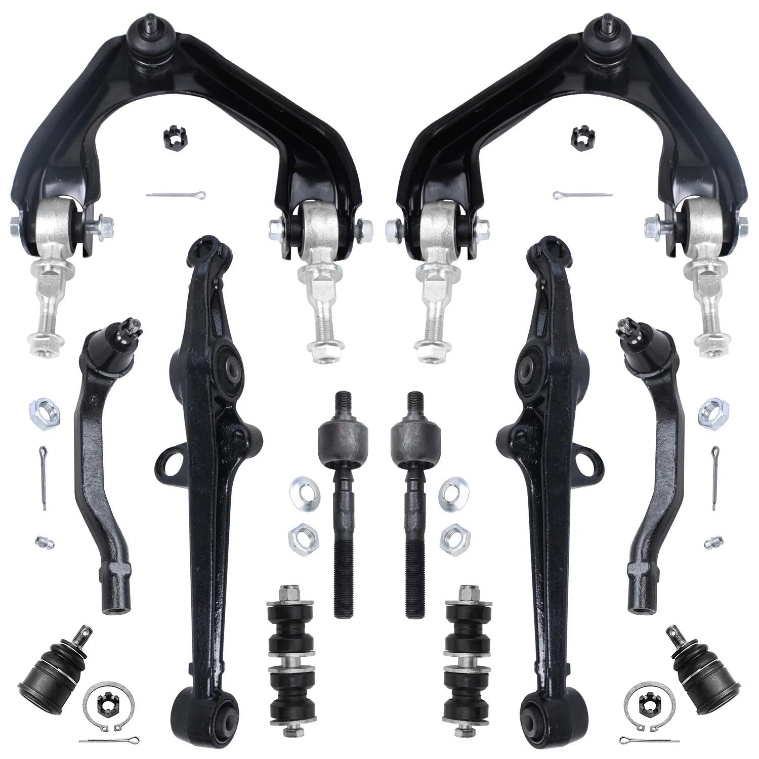 Detroit Axle - Complete 12pc Kit Replacement for Honda Accord All (4) Front Upper & Lower Control Arms, All (4) Ball Joints, All (4) Inner & Outer Tie Rods, Both (2) Sway Bar Links