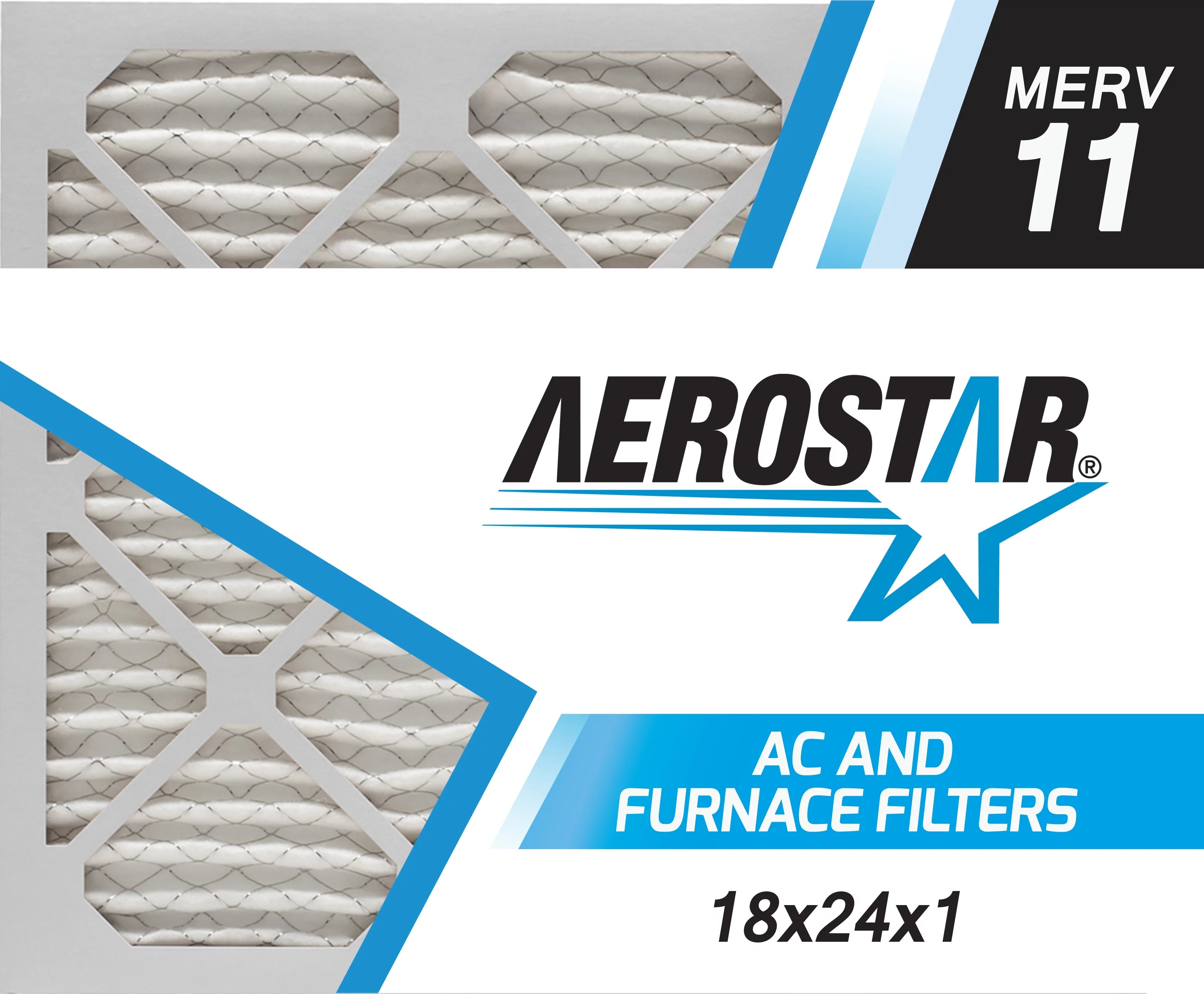 Aerostar 18x24x1 MERV  11,  Air Filter, 18x24x1, Box of 4