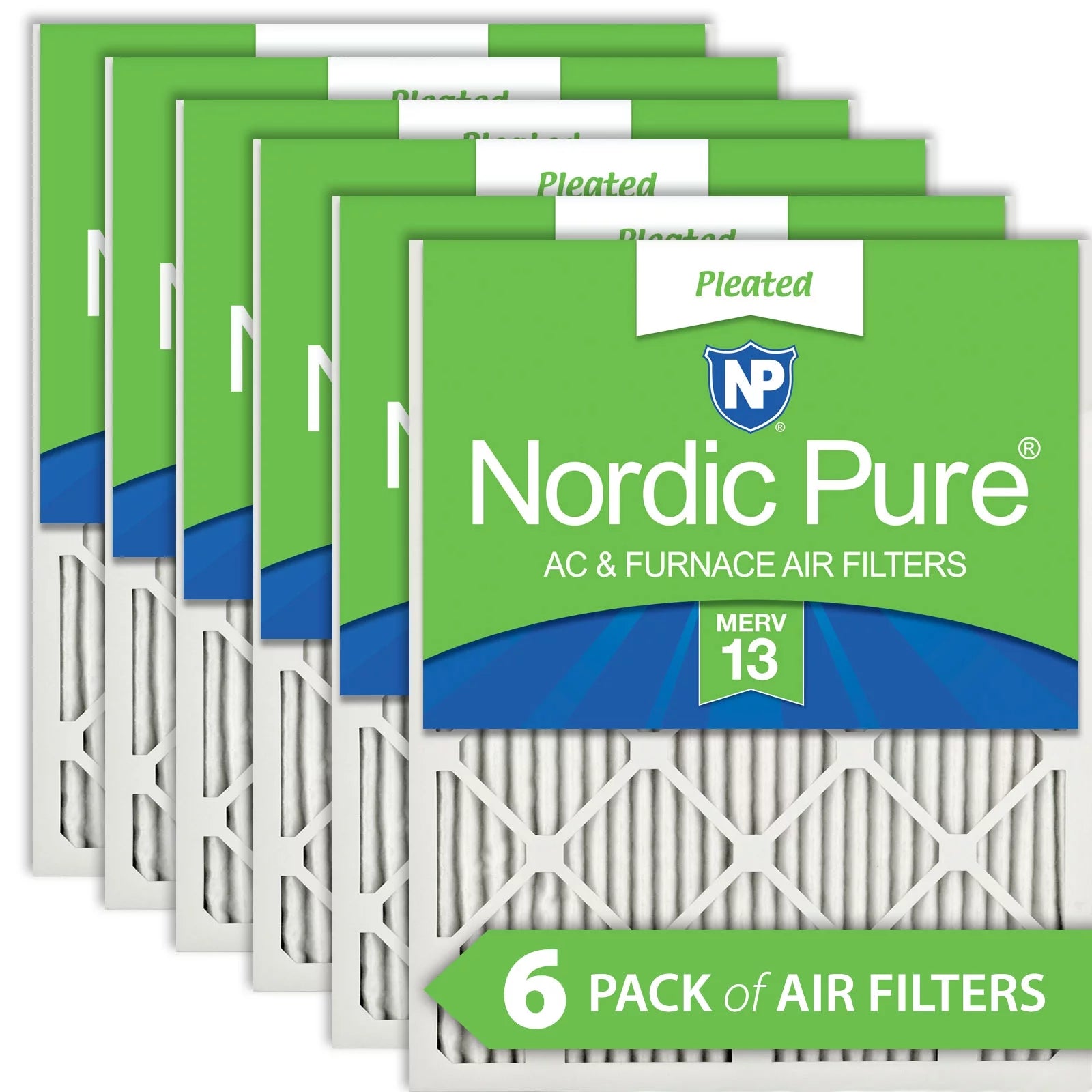 18x24x1 (17_1/2x23_1/2) Pleated MERV 13 Air Filters 6 Pack