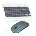 Rechargeable Bluetooth Keyboard and Mouse Combo Ultra Slim for Motorola One 5G UW and All Bluetooth Enabled Android/PC-Shadow Grey Keyboard with Titanium RGB Led Mouse