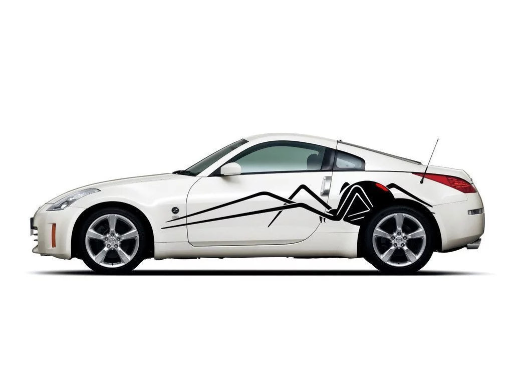 black widow spider Racing Car Body Side Stripes Sticker Decal 2 Pcs