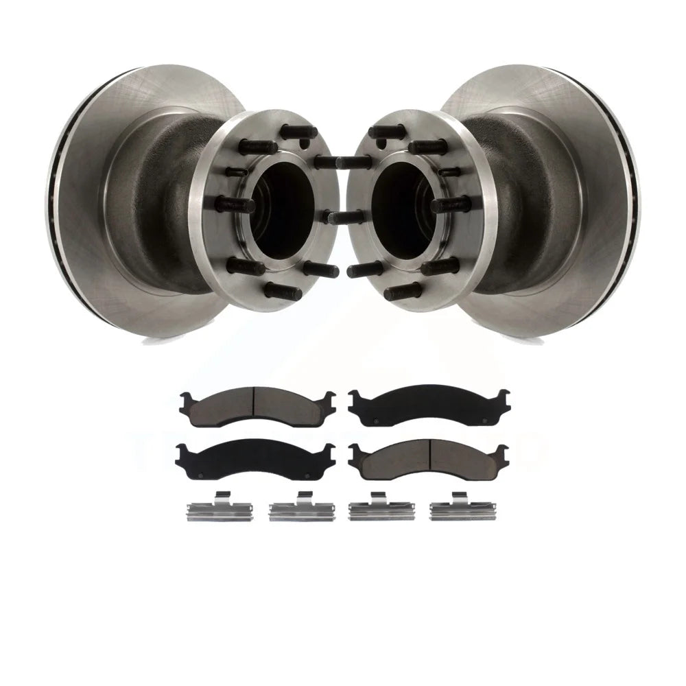 Transit Auto - Front Disc Brake Rotors Hub Assembly And Ceramic Pads Kit For Ford E-350 Super Duty Econoline Club Wagon E-450 K8C-102696