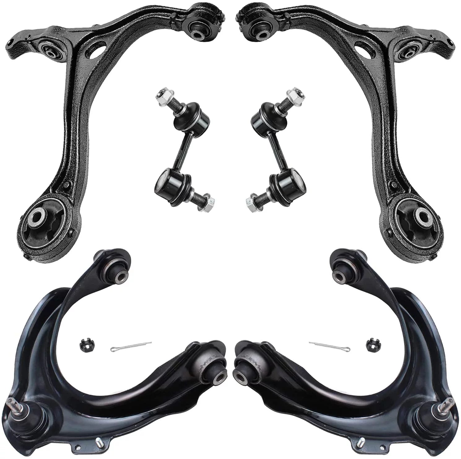 Detroit Axle - 6pc Front Upper Lower Control Arms Sway Bars Replacement for Honda Accord Fits select: 2003-2007 HONDA ACCORD EX
