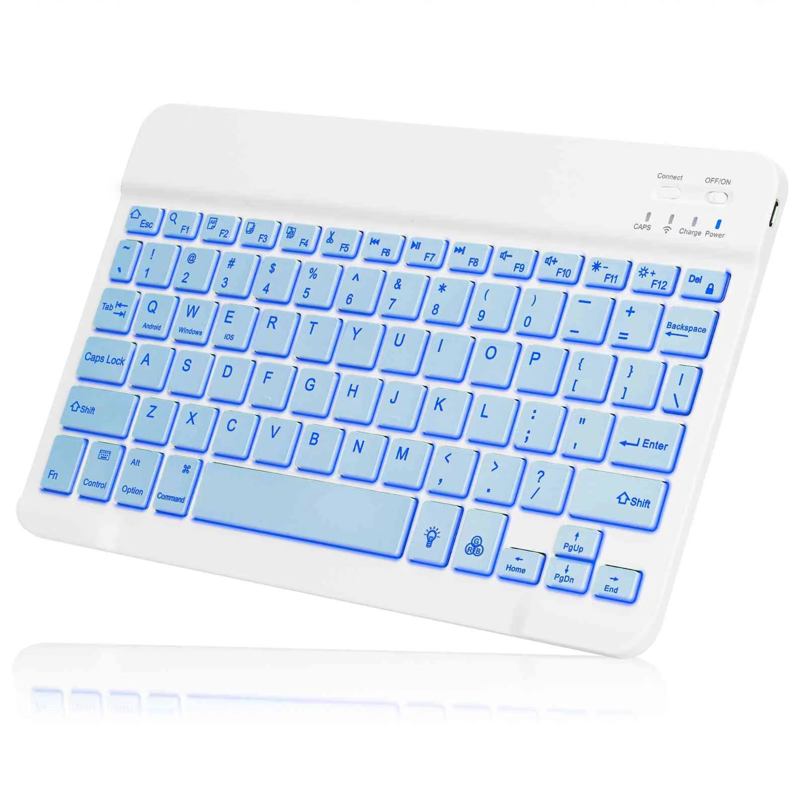 UX030 Lightweight Ergonomic Keyboard with Background RGB Light, Multi Device slim Rechargeable Keyboard Bluetooth 5.1 and 2.4GHz Stable Connection Keyboard for Apple iPad Pro 12.9 (2017)