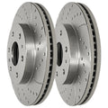 AutoShack Front Drilled Slotted Brake Rotors Silver Set of 2 Driver and Passenger Side Replacement for 2009 Ford F-150 4.6L 5.4L V8 4WD RWD PR64172DSZPR