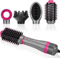 IG INGLAM 4 in 1 Blowout Brush, Negative Ion Detachable Hair Dryer & Styler Volumizer Hot Air Brush with 2 Styling Brush Heads, Gray