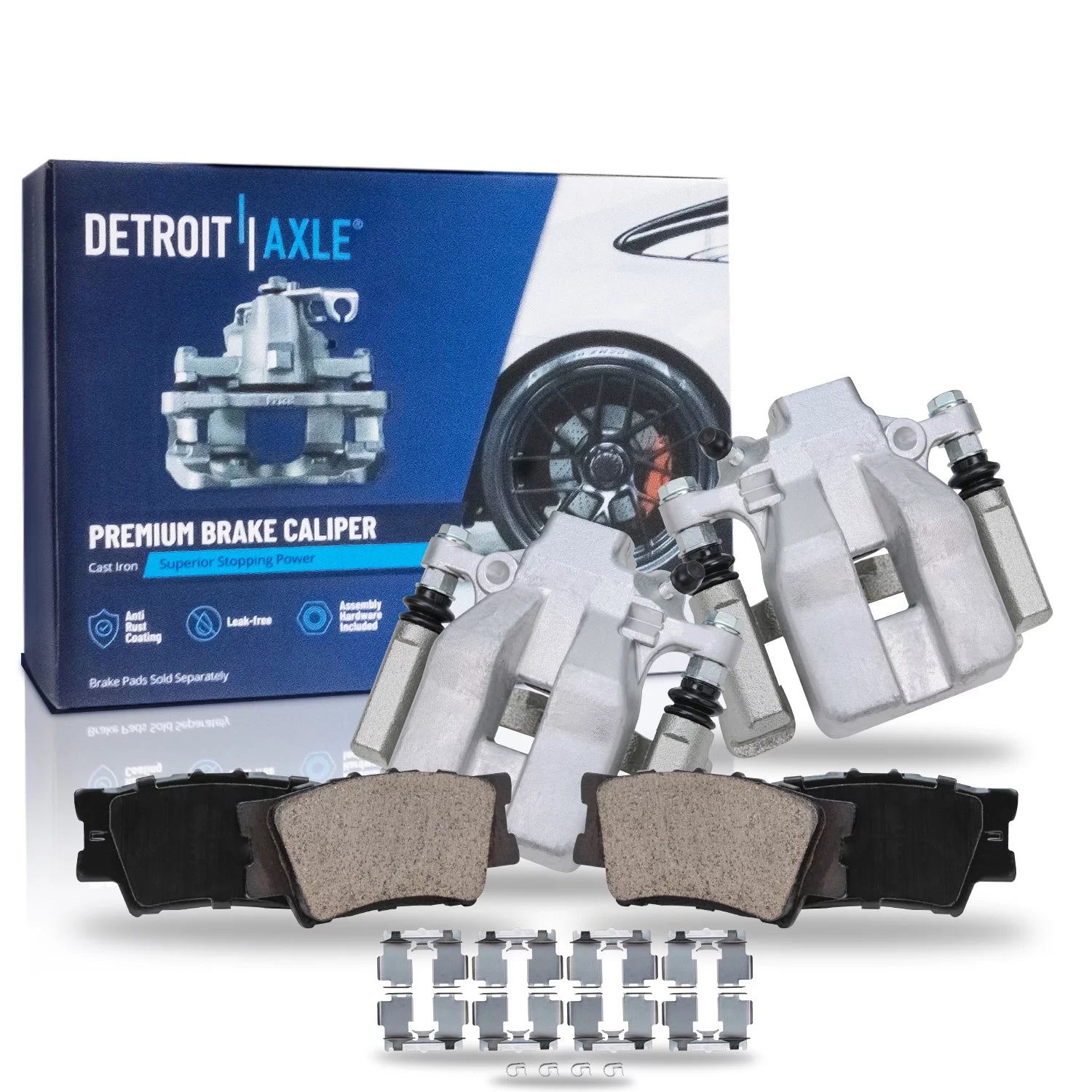 Detroit Axle - Rear Brake Calipers Brake Pads for 2007-2011 Toyota Camry, 2007-2012 Lexus ES350, 08-11 Avalon, Replacement 2008 2009 2010 Disc Brake Calipers Ceramic Brake Pads