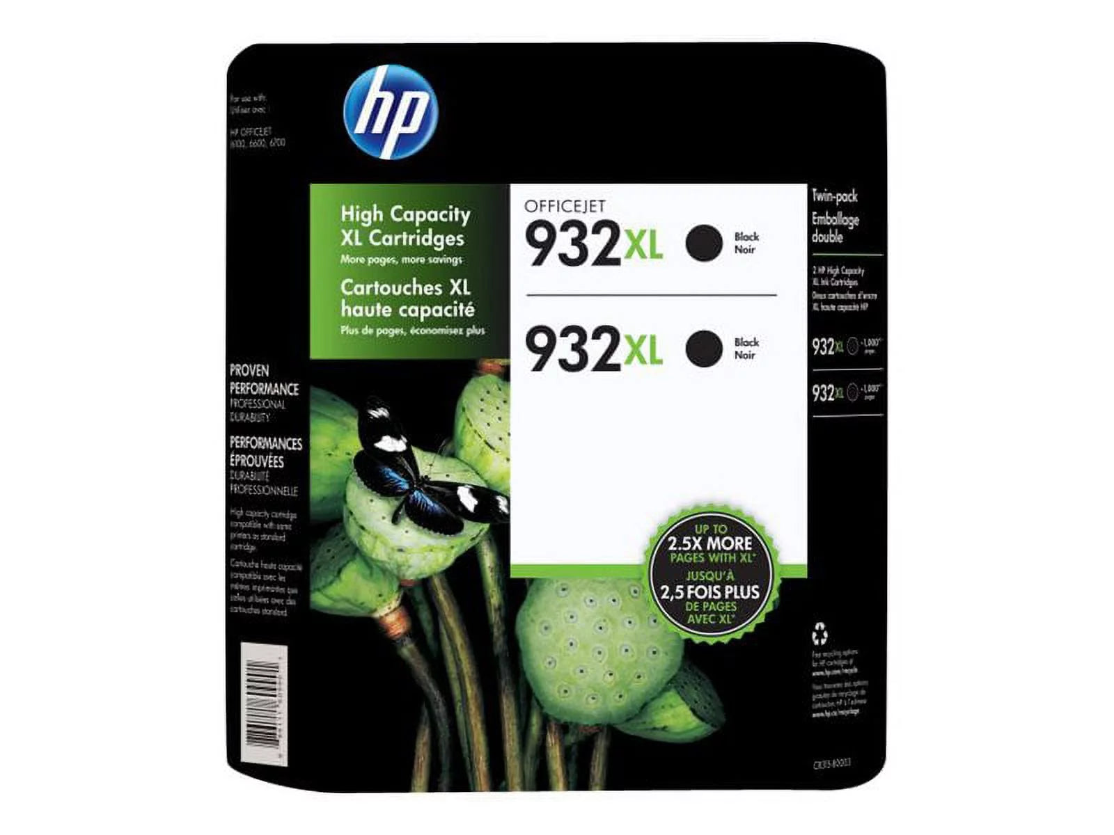 HP 932XL High Yield Original Ink Cartridge, Black (2 Pack, 1,000 Page Yield)