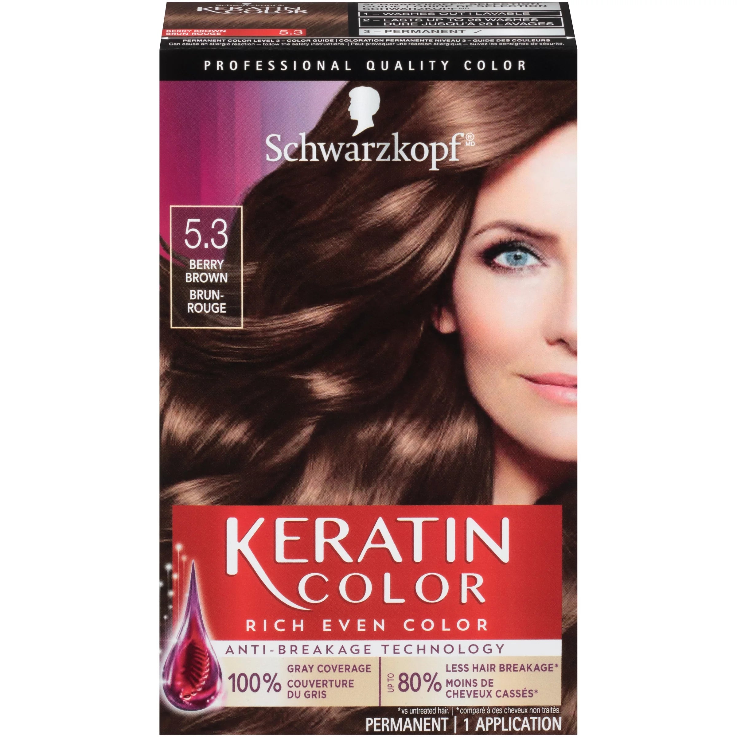 Schwarzkopf Keratin Color Permanent Hair Color Cream, 5.3 Berry Brown