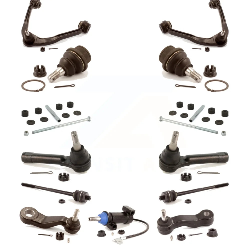 Front Control Arms And Lower Ball Joints Tie Rods Link Sway Bar Suspension Kit (13Pc) For Chevrolet Silverado 1500 GMC Sierra Cadillac Classic Escalade ESV EXT Without Frame Bracket KTR-104173