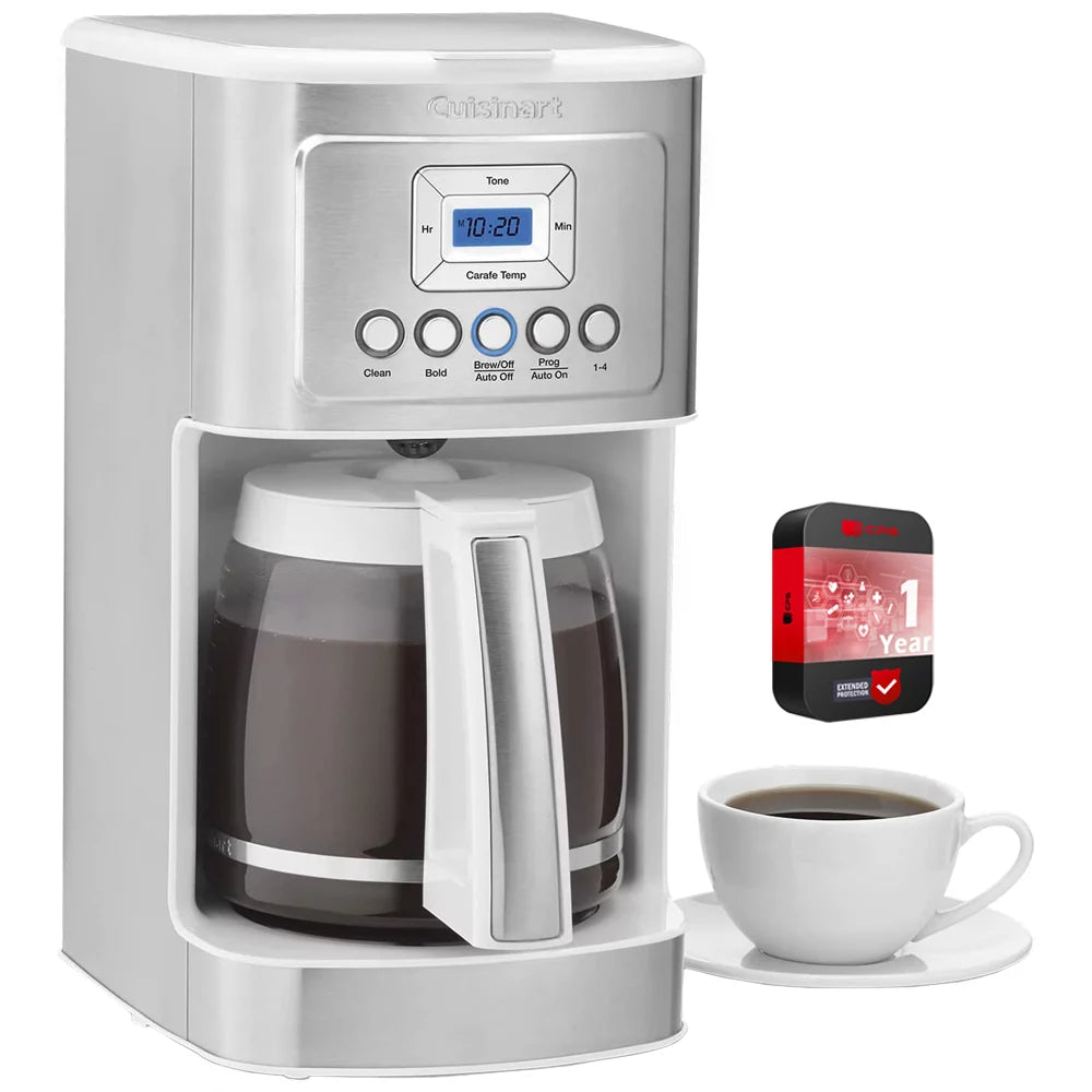 Cuisinart DCC-3200WP1 14 Cup Programmable Perfectemp Coffeemaker, White Bundle with 1 YR CPS Enhanced Protection Pack