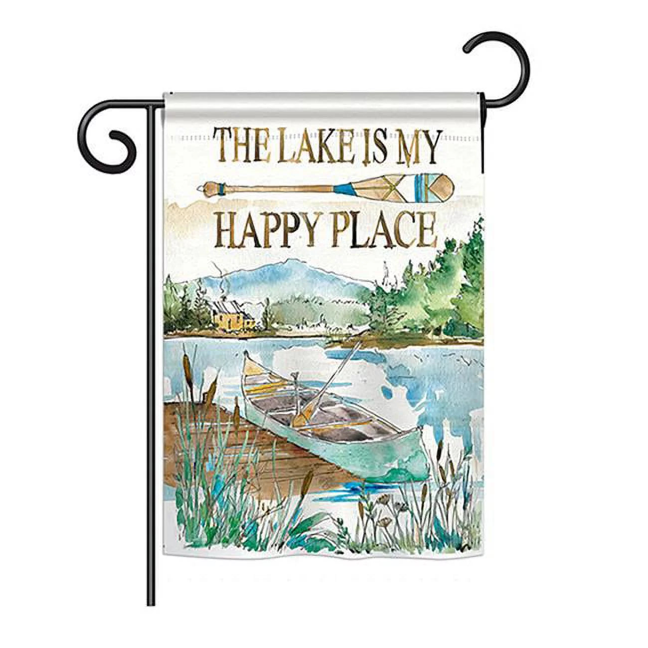 Breeze Decor BD-OU-G-109070-IP-BO-DS02-US 13 x 18.5 in. Lake is Happy Place Nature - Everyday Outdoor Impressions, Decorative Vertical Garden Flag