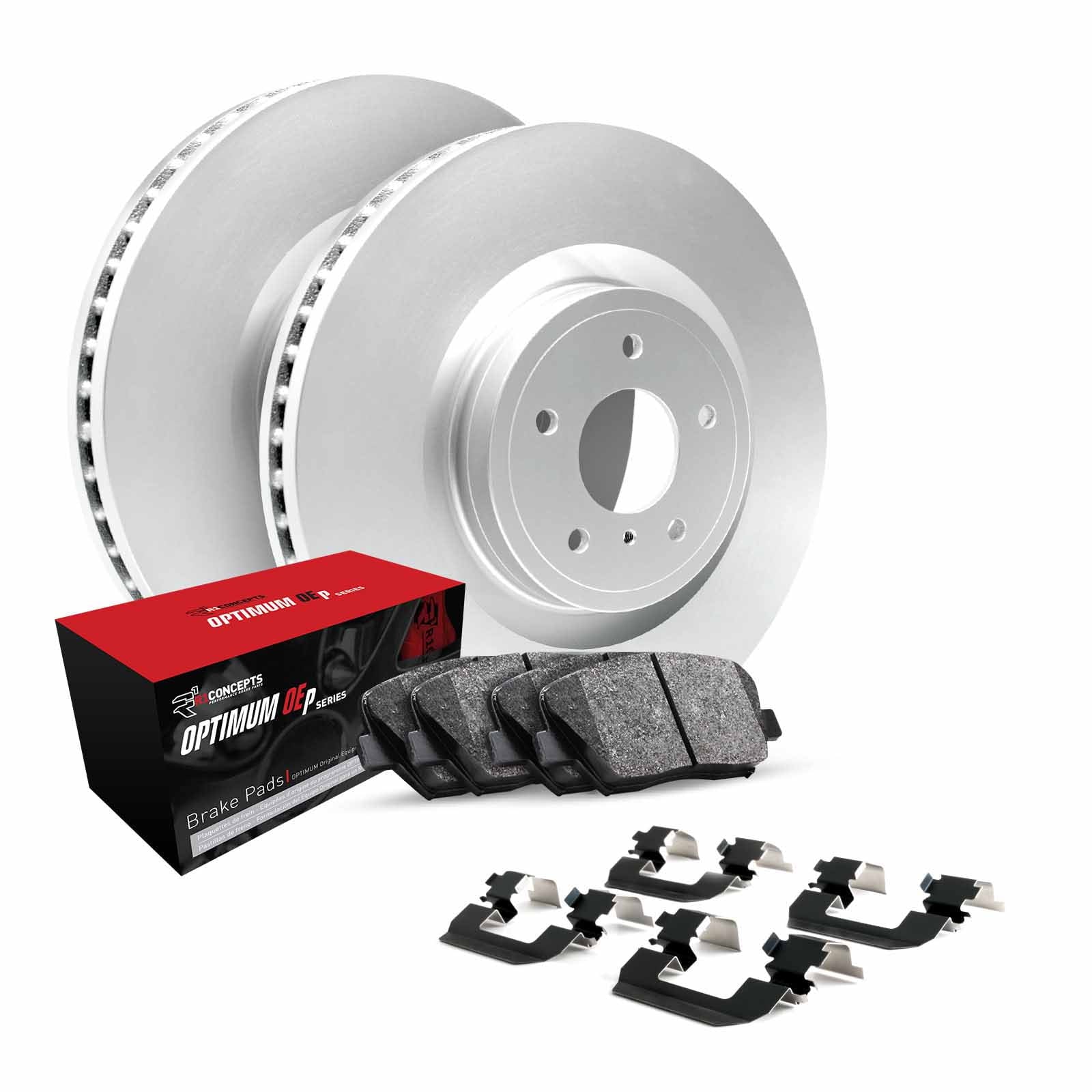 R1 Concepts Front Brakes and Rotors Kit |Front Brake Pads| Brake Rotors and Pads| Optimum OEp Brake Pads and Rotors |Hardware Kit WDUH1-47076