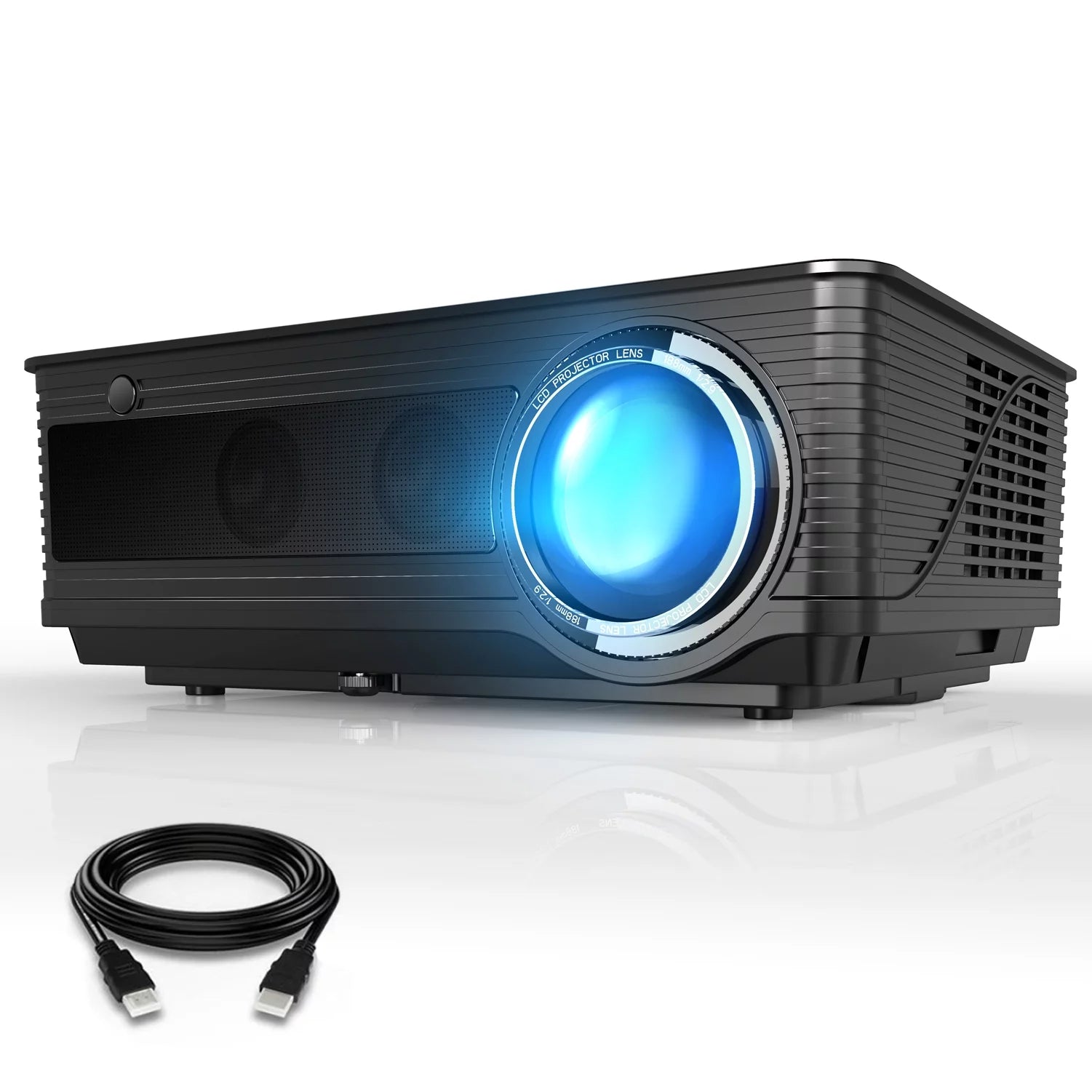 VIVIMAGE Cinemoon C580 Projector 1080P Supported, High Brightness Video Projector with 200 Projection Size Compatible with Full HD 1080P HDMI, USB, VGA, AV