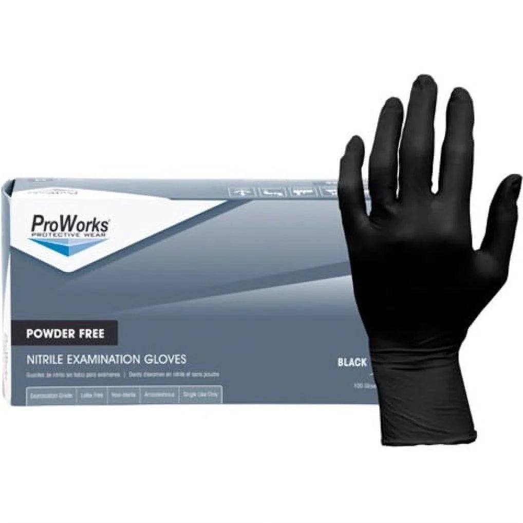 ProWorks Black Nitrile Exam Gloves, Powder Free 5 mil (GL-N145F)
