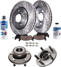 Detroit Axle - 320mm Front Drilled Slotted Brakes and Rotors Brake Pads Wheel Hubs Replacement for Chrysler 300 Fits select: 2005-2006 CHRYSLER 300C TOURING, 2010 DODGE CHARGER SXT
