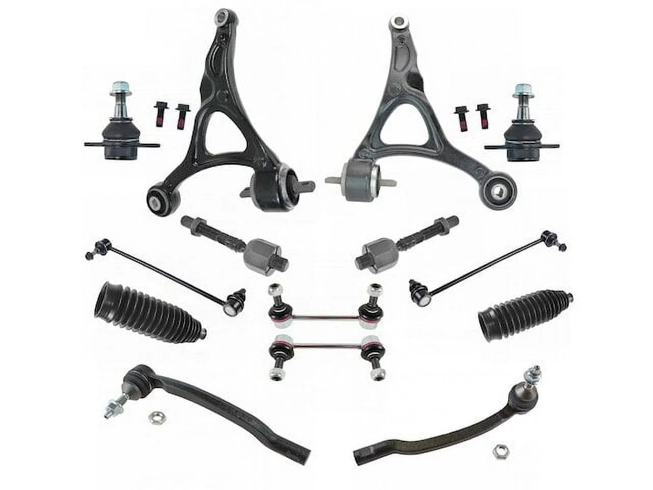 Front Lower Control Arm Ball Joint Tie Rod End and Rear Sway Bar Link Steering Rack Pinion Kit - 14 Piece - Compatible with 2003 - 2014 Volvo XC90 2004 2005 2006 2007 2008 2009 2010 2011 2012