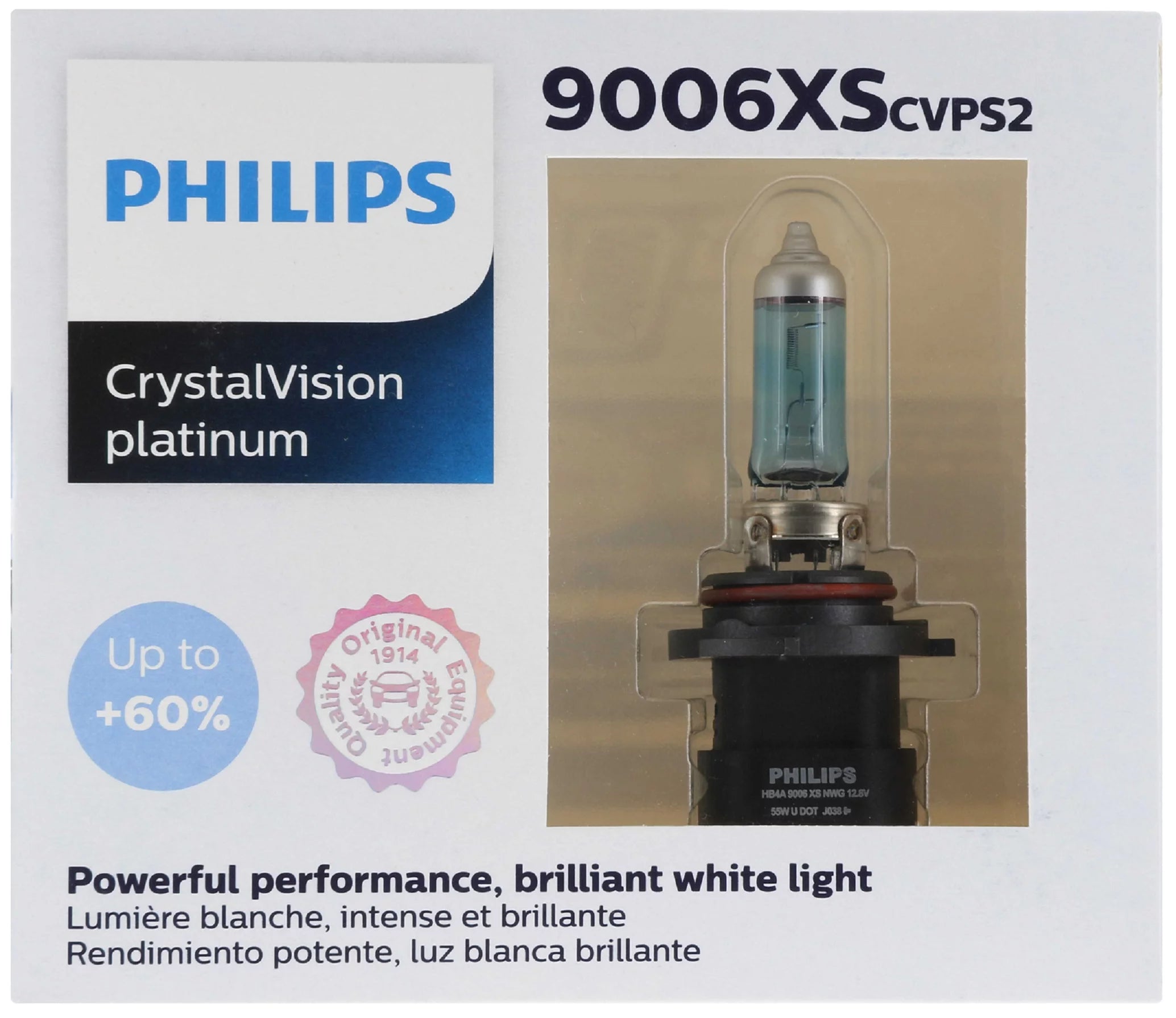 Philips Crystal Vision Platinum 9006XS 55W Two Bulbs Headlight