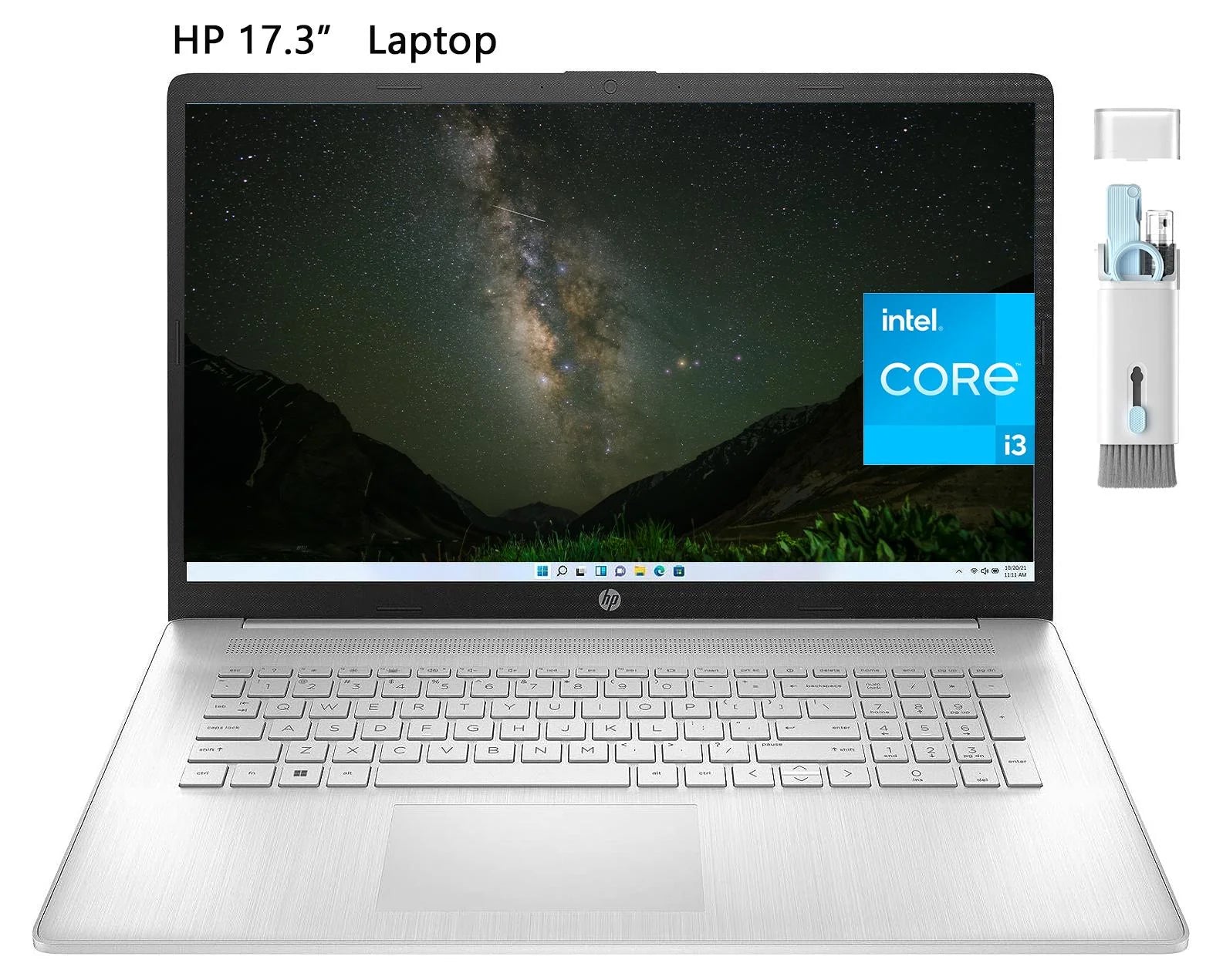 HP 17.3 Laptop, Intel Core i3-1125G4 Processor, 16GB RAM, 1TB SSD, Intel UHD Graphics, Bluetooth, Webcam, Windows 11 Home in S Mode, Cefesfy Multifunctional Brush